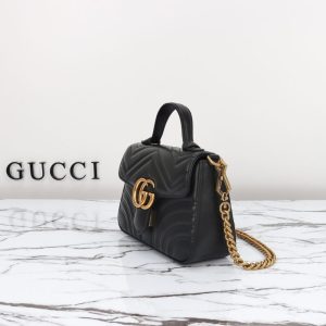 Replica Gucci GG Marmont Top Handle Black - premium 1:1 fake handbag model