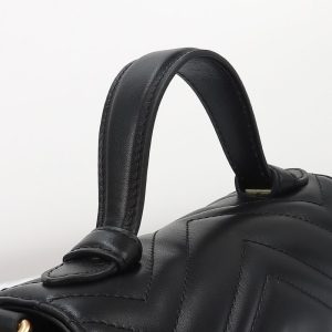 Replica Gucci GG Marmont Top Handle Black - best quality luxury bag dupe