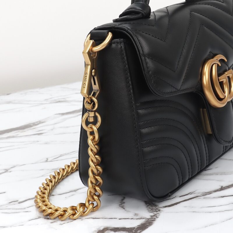 Replica Gucci GG Marmont Top Handle Black - near-authentic luxury replica handbag