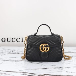 Replica Gucci GG Marmont Top Handle Black - premium 1:1 fake handbag model