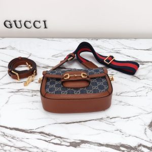 Replica Gucci Horsebit 1955 Double G Mini Denim - high-end fake designer purse