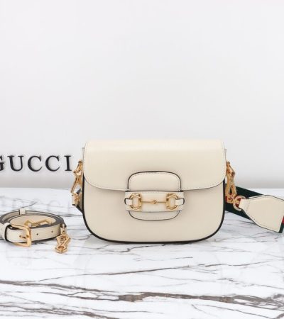 Replica Gucci Horsebit 1955 Double G Mini White - near-authentic luxury replica handbag