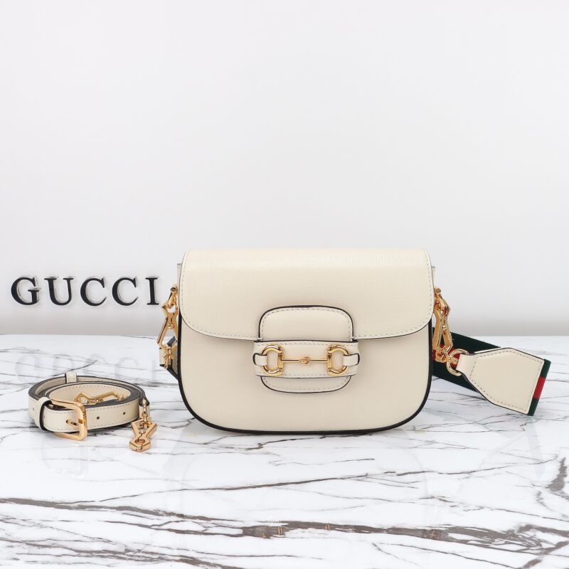 Replica Gucci Horsebit 1955 Double G Mini White - near-authentic luxury replica handbag