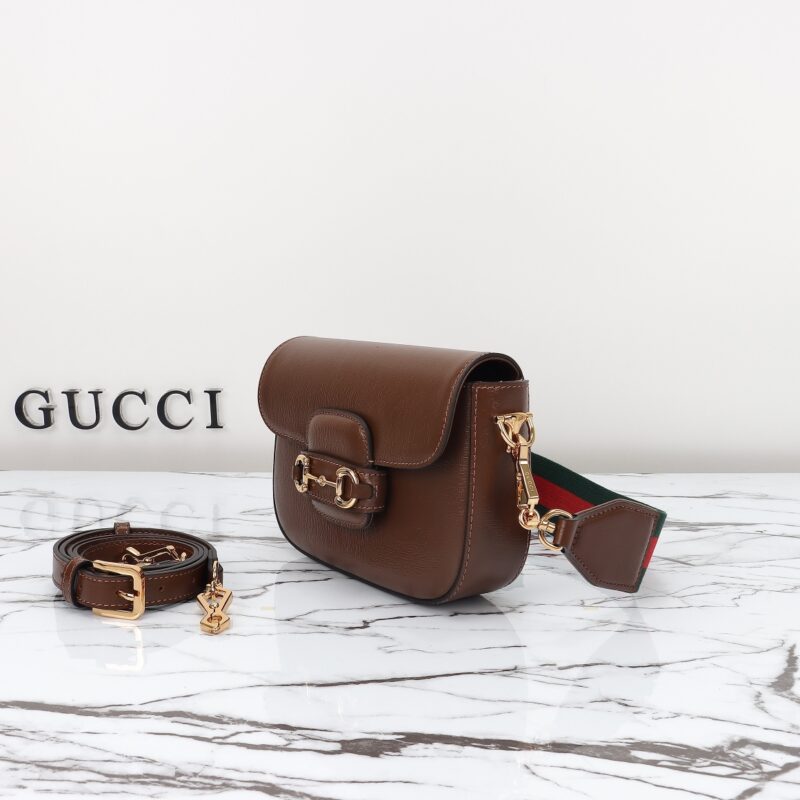 Replica Gucci Horsebit 1955 Double G Mini Brown - ultra-realistic fake designer tote