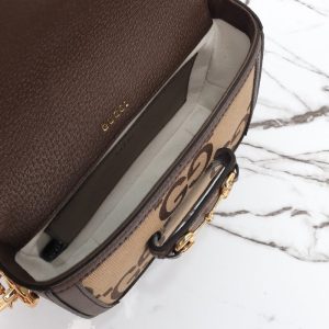 Replica Gucci Horsebit 1955 Double G Mini Brown Canvas - top-tier luxury replica shoulder bag