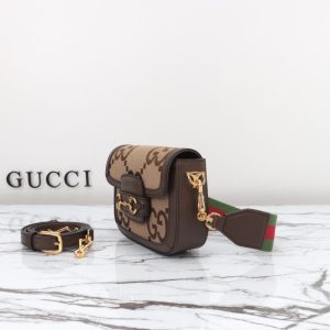 Replica Gucci Horsebit 1955 Double G Mini Brown Canvas - realistic designer-inspired fake bag