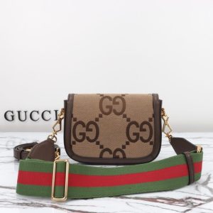 Replica Gucci Horsebit 1955 Double G Mini Brown Canvas - top-rated replica designer bag