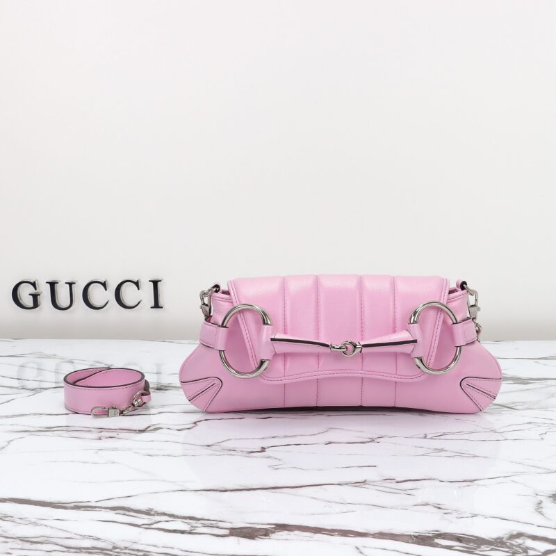 Replica Gucci Horsebit Chain Shoulder Bag Pink - top-tier luxury replica shoulder bag