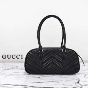 Replica Gucci Marmont Small Top Handle Black - authentic-look luxury purse replica