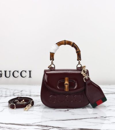 Replica Gucci Bamboo 1947 Patent Bordeaux - high-quality designer bag clone