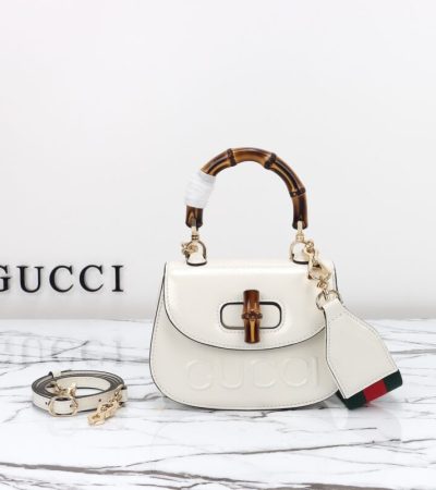 Replica Gucci Bamboo 1947 Patent White - realistic designer-inspired fake bag