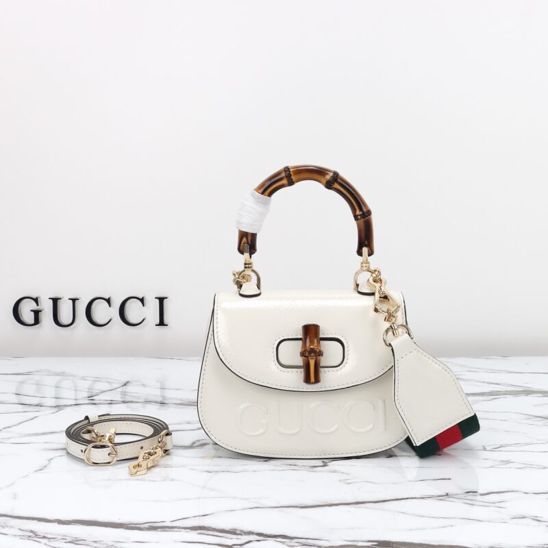 Replica Gucci Bamboo 1947 Patent White - realistic designer-inspired fake bag