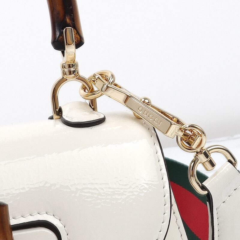 Replica Gucci Bamboo 1947 Patent White - realistic designer-inspired fake bag