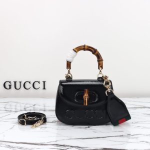 Replica Gucci Bamboo 1947 Patent Black - 1:1 designer replica handbag