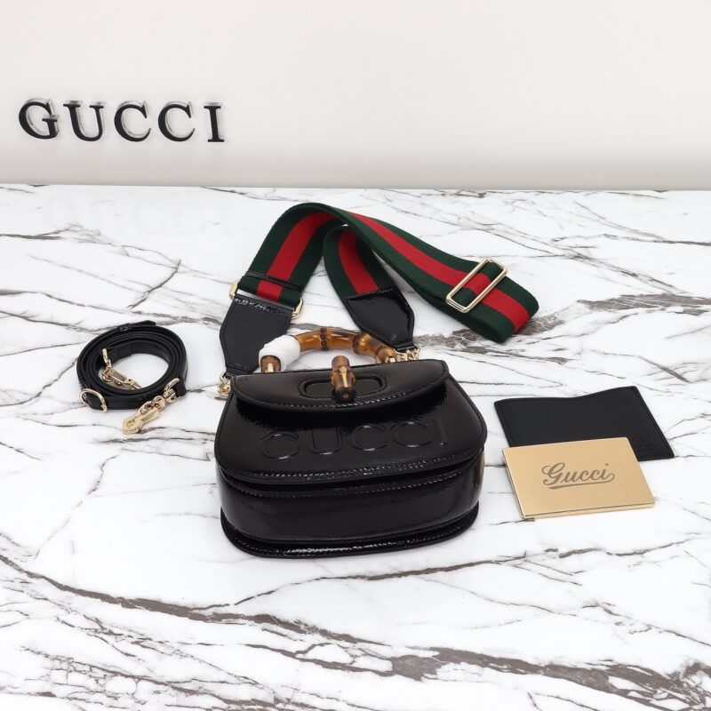 Replica Gucci Bamboo 1947 Patent Black - top-rated replica designer bag