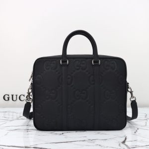 Replica Gucci Briefcase GG Leather Black - realistic designer-inspired fake bag
