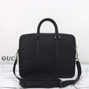 Replica Gucci Briefcase GG Leather Black - realistic designer-inspired fake bag