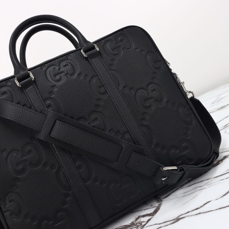 Replica Gucci Briefcase GG Leather Black - realistic designer-inspired fake bag