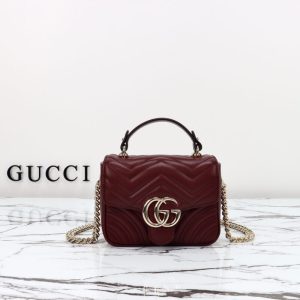 Replica Gucci Marmont Mini Top Handle Bordeaux - authentic-look luxury purse replica