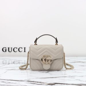 Replica Gucci Marmont Mini Top Handle Beige - elite superclone designer purse