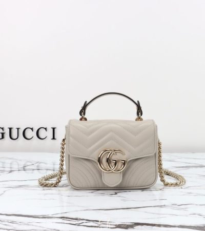 Replica Gucci Marmont Mini Top Handle Beige - elite superclone designer purse
