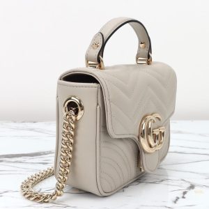 Replica Gucci Marmont Mini Top Handle Beige - elite superclone designer purse