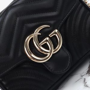 Replica Gucci Marmont Mini Top Handle Black - high-accuracy replica luxury purse