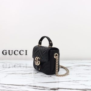 Replica Gucci Marmont Mini Top Handle Black - best quality luxury bag dupe