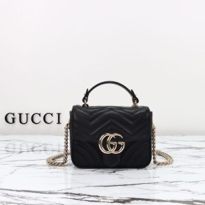 Replica Gucci Marmont Mini Top Handle Black - high-end fake designer purse