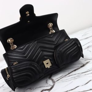 Replica Gucci Marmont 2.0 GG Shoulder Bag Black - best quality luxury bag dupe