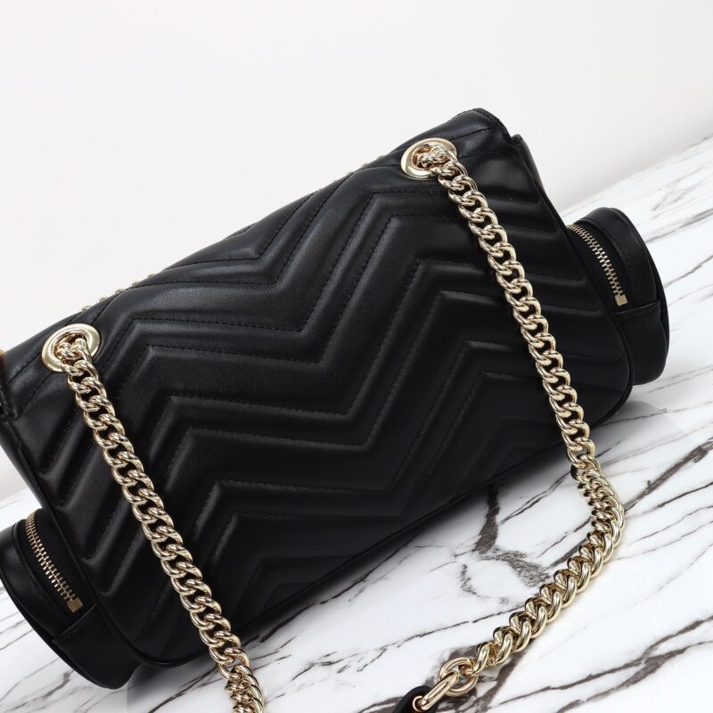 Replica Gucci Marmont 2.0 GG Shoulder Bag Black - ultra-realistic fake designer tote