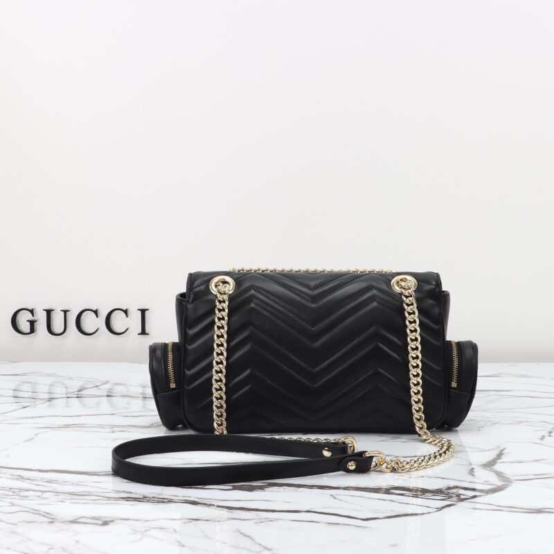 Replica Gucci Marmont 2.0 GG Shoulder Bag Black - elite superclone designer purse