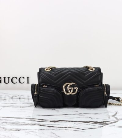 Replica Gucci Marmont 2.0 GG Shoulder Bag Black - best-selling designer handbag dupe
