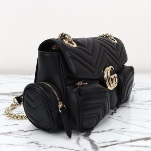 Replica Gucci Marmont 2.0 GG Shoulder Bag Black - 1:1 designer replica handbag