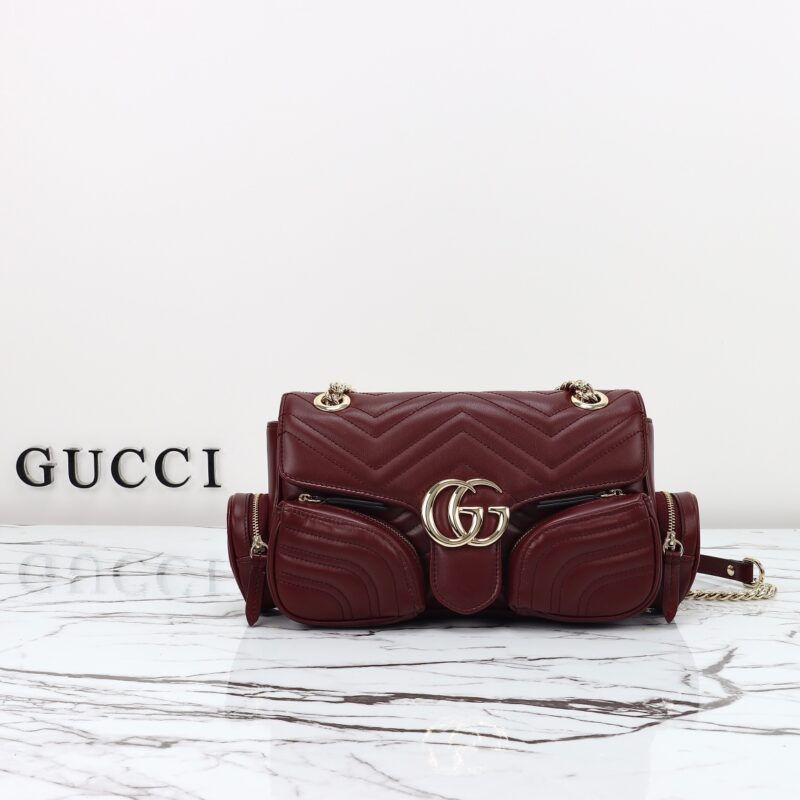 Replica Gucci Marmont 2.0 GG Shoulder Bag Bordeaux - elite superclone designer purse