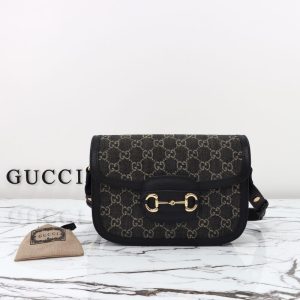 Replica Gucci G 1955 Horsebit Black Denim - high-quality designer bag clone