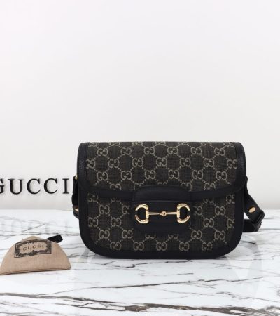Replica Gucci G 1955 Horsebit Black Denim - high-quality designer bag clone
