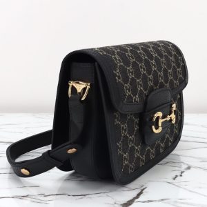 Replica Gucci G 1955 Horsebit Black Denim - near-authentic luxury replica handbag
