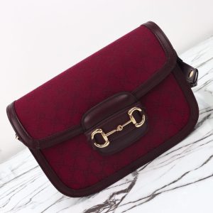 Replica Gucci G 1955 Horsebit Red Denim - premium 1:1 fake handbag model