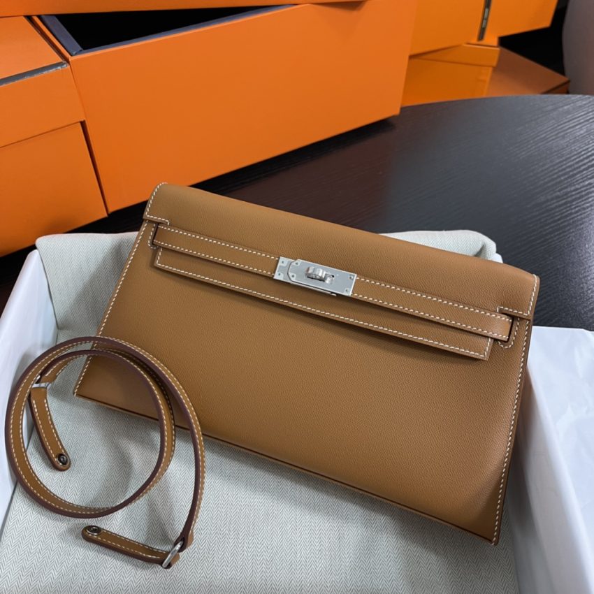 Replica Hermes Kelly Elan Brown Silver - 1:1 designer replica handbag