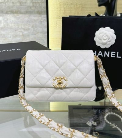 Replica CHANEL 19 Mini Flap White Bag - authentic-look luxury purse replica