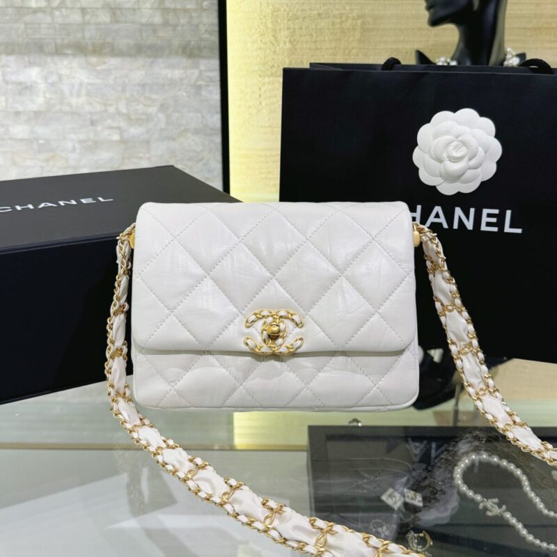 Replica CHANEL 19 Mini Flap White Bag - authentic-look luxury purse replica