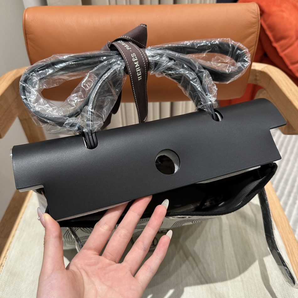 Replica Hermes Herbag 31cm Circuit Black - premium 1:1 fake handbag model