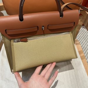 Replica Hermes Herbag 31cm Brown Canvas - top-tier luxury replica shoulder bag