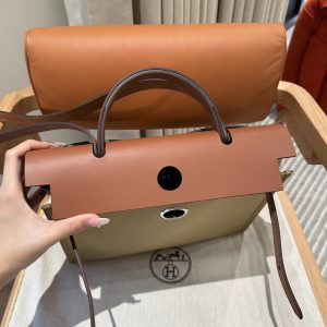 Replica Hermes Herbag 31cm Brown Canvas - top-rated replica designer bag