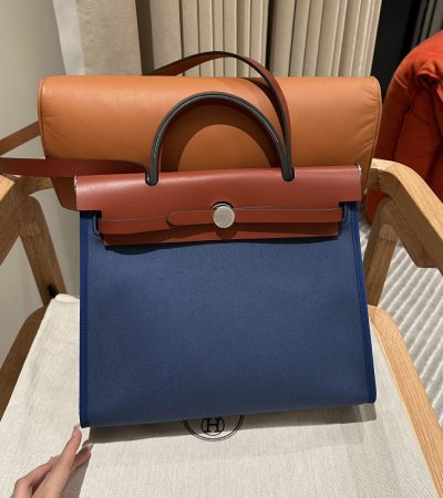 Replica Hermes Herbag 31cm Blue Canvas - authentic-look luxury purse replica