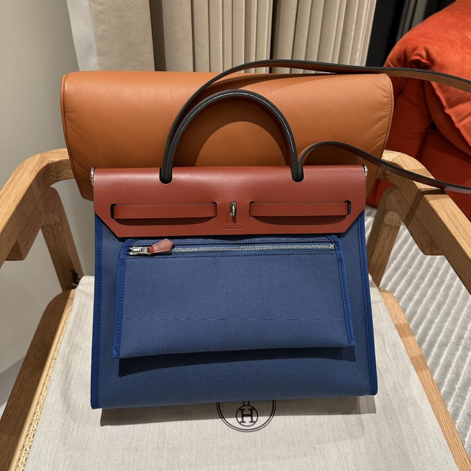 Replica Hermes Herbag 31cm Blue Canvas - 1:1 designer replica handbag