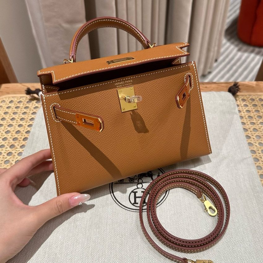 Replica Hermes Kelly Brown Epsom Gold - ultra-realistic fake designer tote