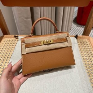Replica Hermes Kelly Brown Epsom Gold - best quality luxury bag dupe