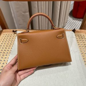 Replica Hermes Kelly Brown Epsom Gold - best quality luxury bag dupe